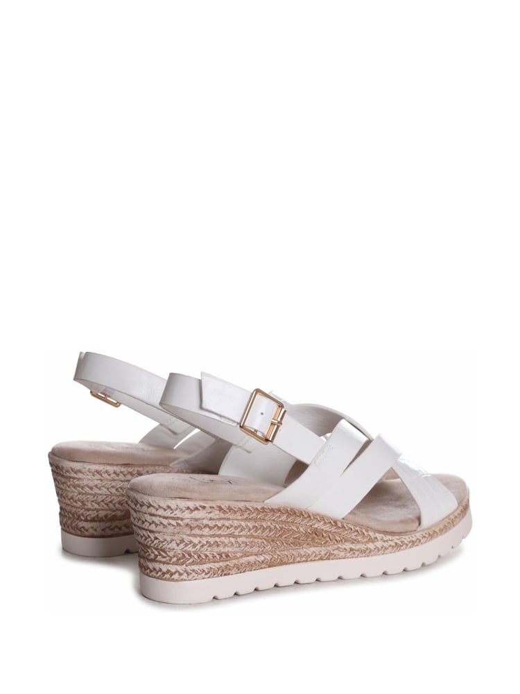 Linzi White Myla Sling Back Wedge Espadrille Sandals With Cross Over Front Strap - Image 4 of 4