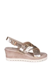 Linzi Gold Myla Sling Back Wedge Espadrille Sandals With Cross Over Front Strap - Image 2 of 4