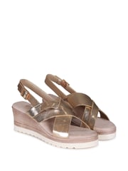 Linzi Gold Myla Sling Back Wedge Espadrille Sandals With Cross Over Front Strap - Image 3 of 4