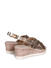 Linzi Gold Myla Sling Back Wedge Espadrille Sandals With Cross Over Front Strap - Image 4 of 4