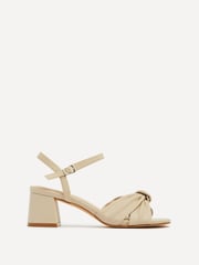 Linzi Cream Charlotte Block Heeled Sandals With Bow Front Detail - Image 1 of 4