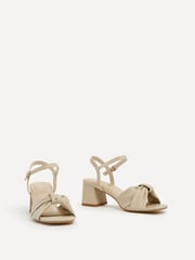 Linzi Cream Charlotte Block Heeled Sandals With Bow Front Detail - Image 2 of 4