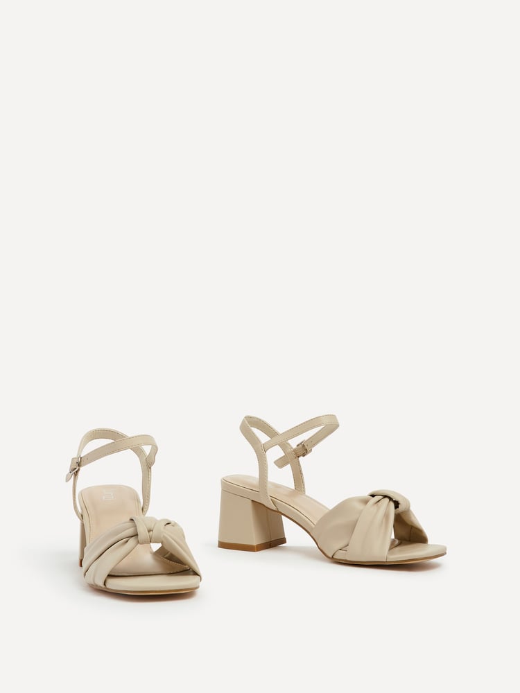 Linzi Cream Charlotte Block Heeled Sandals With Bow Front Detail - Image 2 of 4