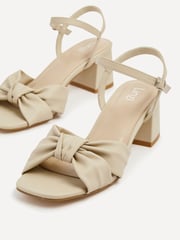 Linzi Cream Charlotte Block Heeled Sandals With Bow Front Detail - Image 3 of 4
