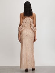 Raishma Nude Embellished Cross Front Maxi Dress - Image 4 of 5