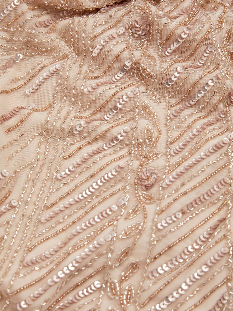 Raishma Nude Embellished Cross Front Maxi Dress - Image 5 of 5