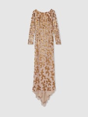 Raishma Nude Embellished Asymmetric Maxi Dress - Image 2 of 5