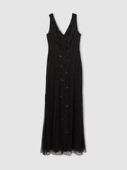 Raishma Embellished Mesh Black Maxi Dress - Image 2 of 5