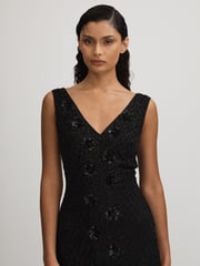 Raishma Embellished Mesh Black Maxi Dress - Image 3 of 5