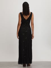 Raishma Embellished Mesh Black Maxi Dress - Image 4 of 5