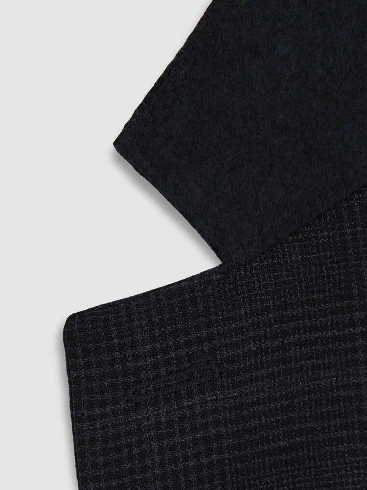 Reiss Navy Grace Single-Breasted Wool Blend Blazer in Prince of Wales Check - Image 6 of 6