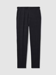 Reiss Navy Grace Wool Blend Suit Trousers in Prince of Wales Check - Image 2 of 5