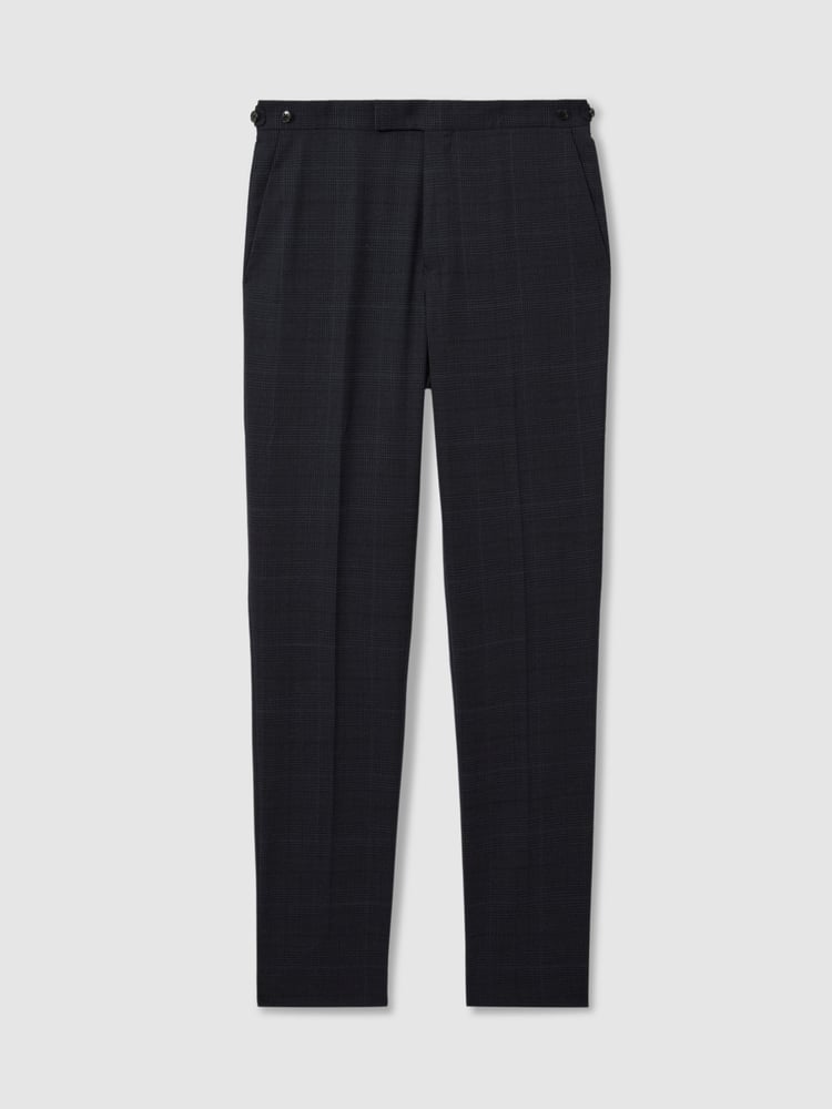 Reiss Navy Grace Wool Blend Suit Trousers in Prince of Wales Check - Image 2 of 5