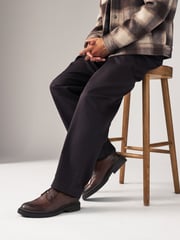 Brown Tumbled Leather Apron Shoes - Image 1 of 6