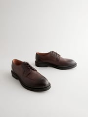 Brown Tumbled Leather Apron Shoes - Image 2 of 6
