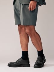 Black Tumbled Leather Apron Shoes - Image 1 of 7