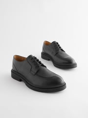 Black Tumbled Leather Apron Shoes - Image 2 of 7