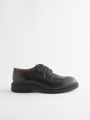 Black Tumbled Leather Apron Shoes - Image 3 of 7