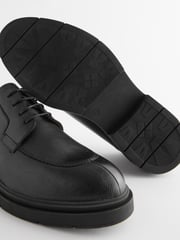 Black Tumbled Leather Apron Shoes - Image 4 of 7