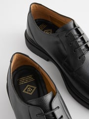 Black Tumbled Leather Apron Shoes - Image 6 of 7