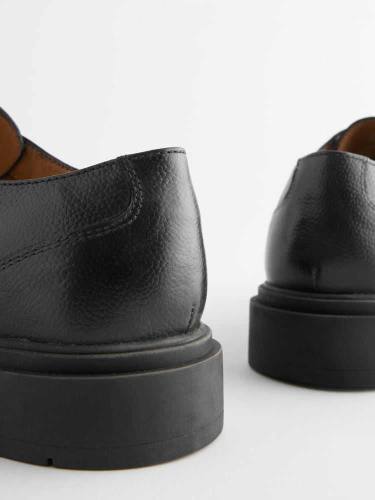 Black Tumbled Leather Apron Shoes - Image 7 of 7