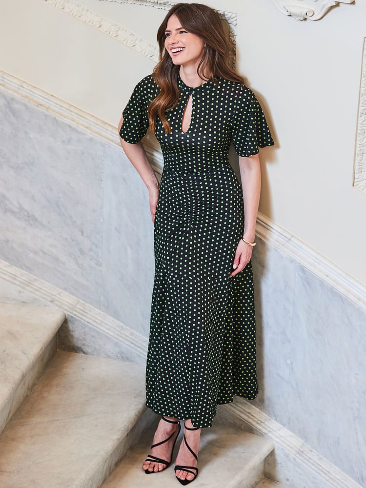 Sosandar Black Spot Print Keyhole Detail Jersey Dress - Image 2 of 4