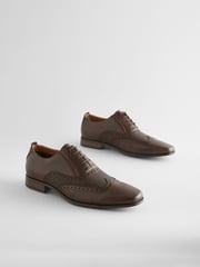 Brown Embossed Oxford Wingcap Brogue Shoes - Image 1 of 7