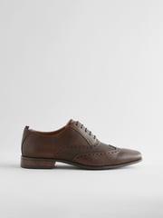 Brown Embossed Oxford Wingcap Brogue Shoes - Image 2 of 7
