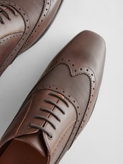 Brown Embossed Oxford Wingcap Brogue Shoes - Image 4 of 7