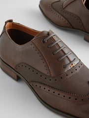 Brown Embossed Oxford Wingcap Brogue Shoes - Image 5 of 7