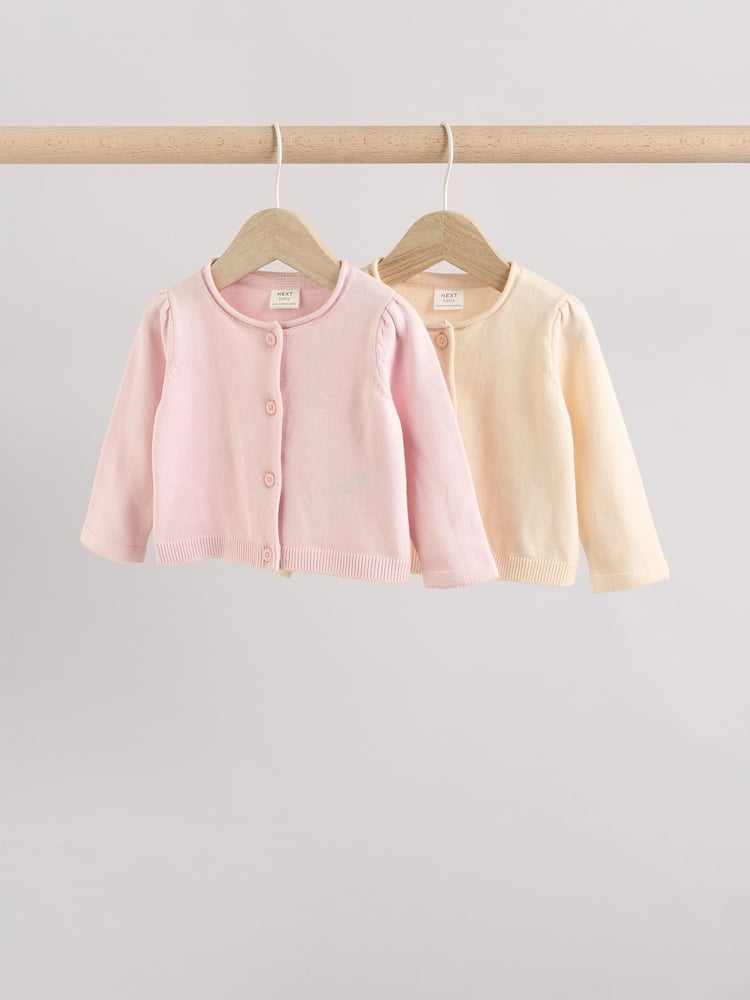 Pink/Neutral 100% Cotton Cardigans 2 Pack (0mths-3yrs) - Image 1 of 10