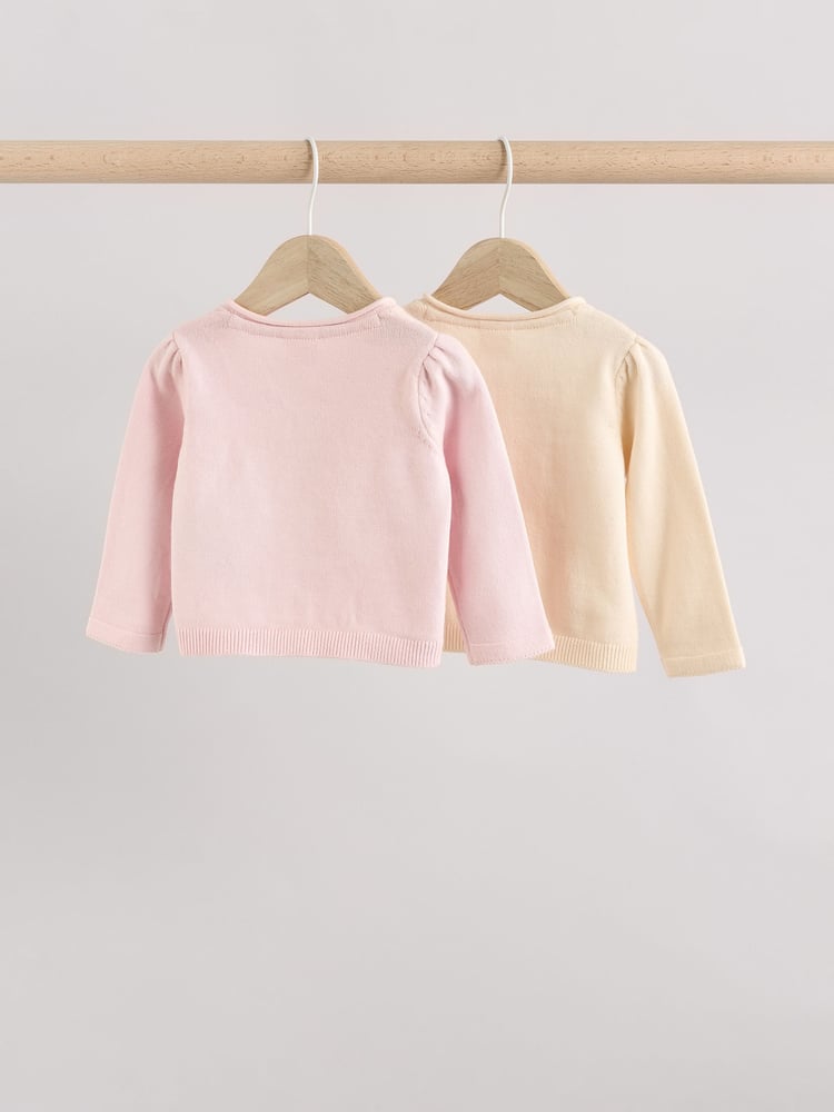 Pink/Neutral 100% Cotton Cardigans 2 Pack (0mths-3yrs) - Image 2 of 10