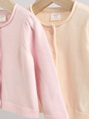 Pink/Neutral 100% Cotton Cardigans 2 Pack (0mths-3yrs) - Image 6 of 10