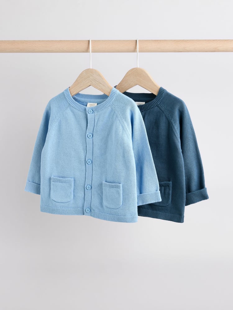 Blue 100% Cotton Cardigans 2 Pack (0mths-3yrs) - Image 1 of 9