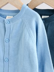 Blue 100% Cotton Cardigans 2 Pack (0mths-3yrs) - Image 6 of 9