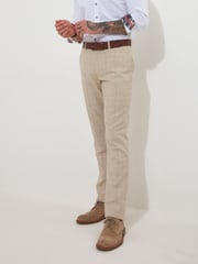 Joe Browns Cream Regular Fit Check Straight Leg Suit: Trousers - Image 2 of 5