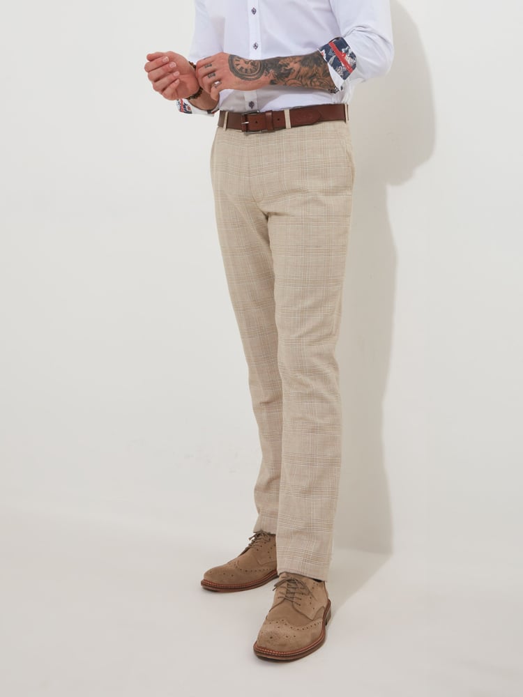 Joe Browns Cream Regular Fit Check Straight Leg Suit: Trousers - Image 2 of 5 Joe Browns Cream Regular Fit Check Straight Leg Suit: Trousers - Image 2 of 5