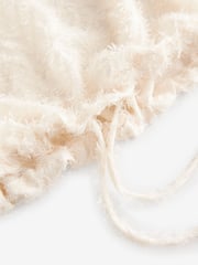 Ecru Cream Long Sleeve Textured Bubblehem Blouse - Image 7 of 7