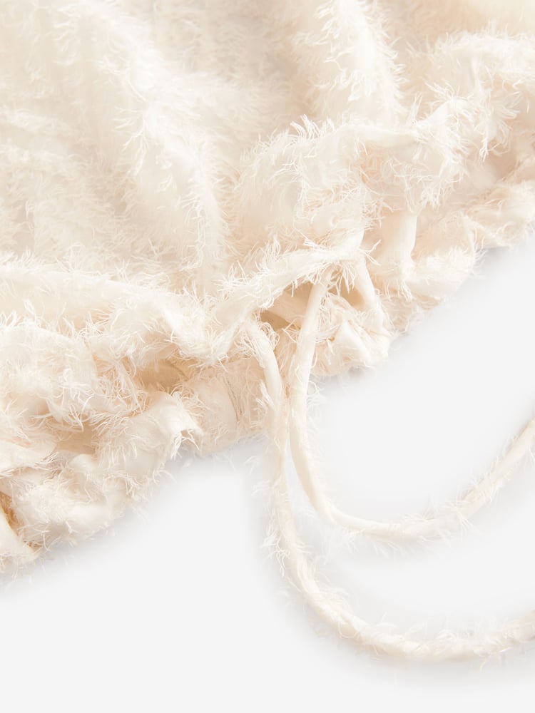 Ecru Cream Long Sleeve Textured Bubblehem Blouse - Image 7 of 7