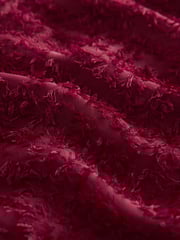 Burgundy Long Sleeve Textured Bubblehem Blouse - Image 8 of 9