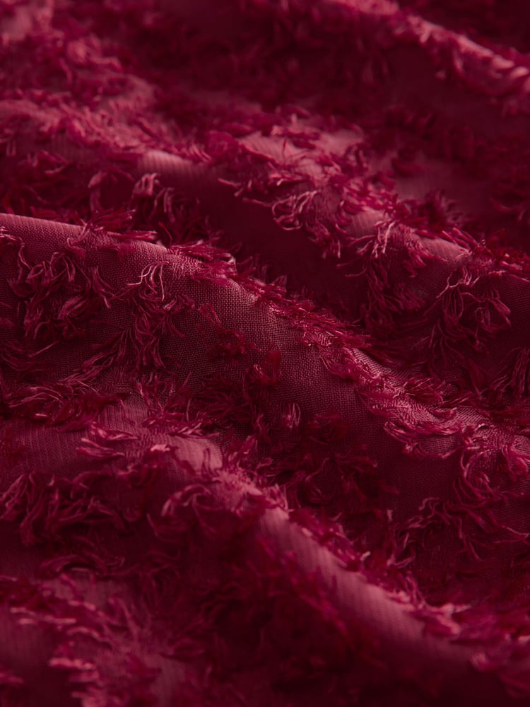 Burgundy Long Sleeve Textured Bubblehem Blouse - Image 9 of 9