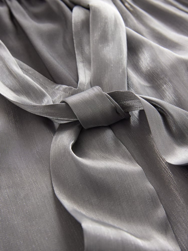 Silver Tie Neck Metallic Blouse - Image 8 of 8