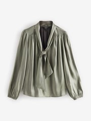Gold Tie Neck Metallic Blouse - Image 6 of 8