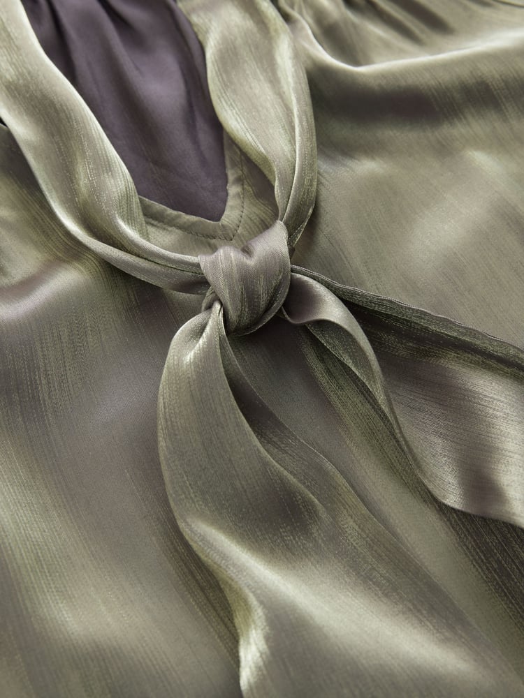 Gold Tie Neck Metallic Blouse - Image 8 of 8