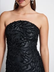 Black 3D Feathered Bandeau Midi Dress - Image 4 of 8