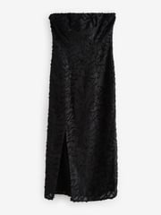 Black 3D Feathered Bandeau Midi Dress - Image 5 of 8