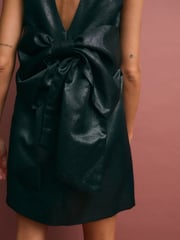 Black Bow Back Glitter Mini Dress - Image 4 of 7