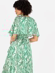 Lovedrobe Cape Sleeve Blue Frill Wrap Hem Midaxi Dress - Image 5 of 5
