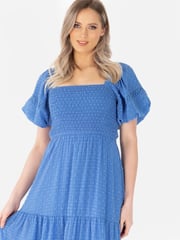 Shirring Front Tiered Midaxi Dress With Trim Detail - Image 3 of 4