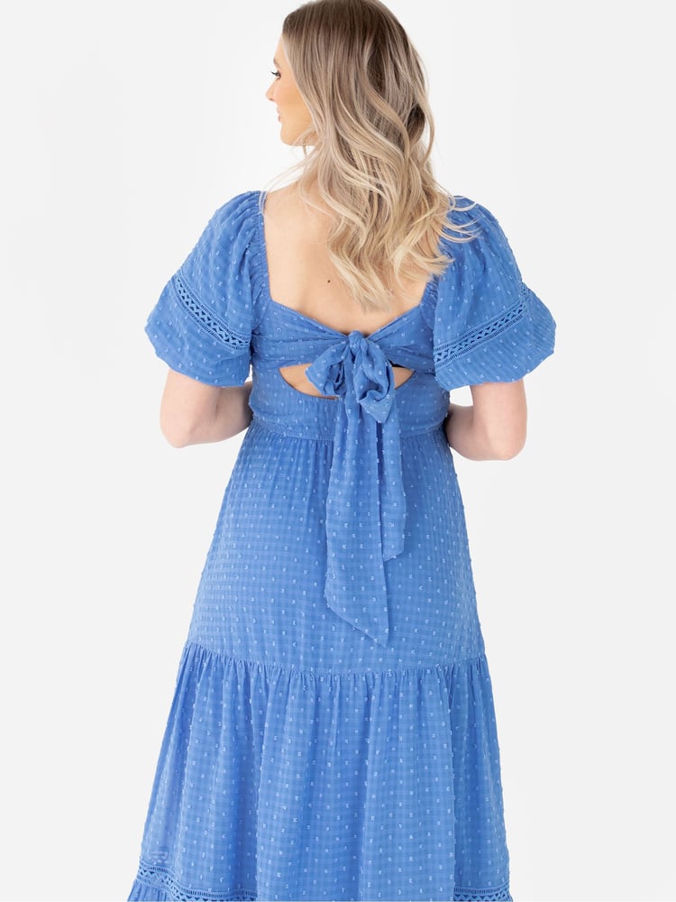 Shirring Front Tiered Midaxi Dress With Trim Detail - Image 4 of 4